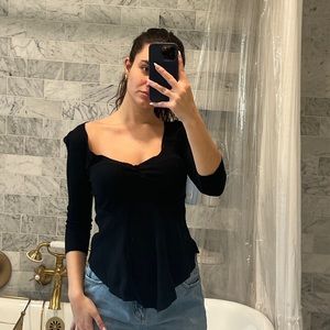 Intimately Free People Black Long Sleeve Top